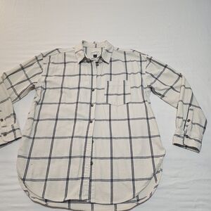 Universal Thread Cream and Black Plaid Button-Down Shirt